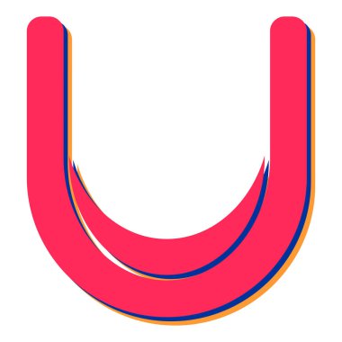 U harfi simgesi, basit tasarım vektörü çizimi