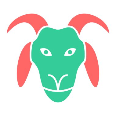 Keçi suratlı ikon. Ağ için tavşan başı vektör simgelerinin düz çizimi