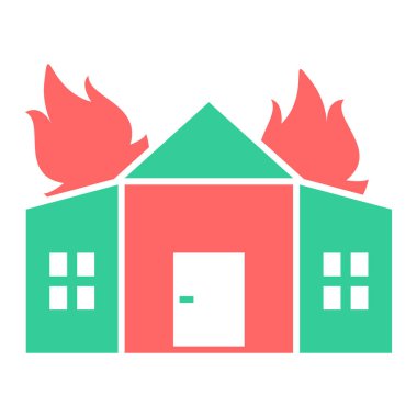 Ev yanıyor. Web simgesi basit illüstrasyon