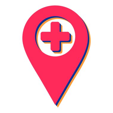 Hastane pin simgesi vektör illüstrasyonu