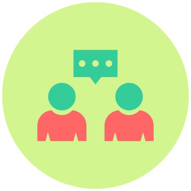 İletişim, tartışma, sosyal ağ, çember içinde Avatar simgesi. Basit resimleme