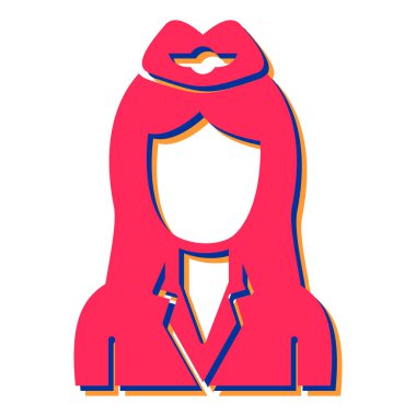 Kadın avatar ikonu. Web tasarımı için kadın karakter vektör simgelerinin düz çizimi