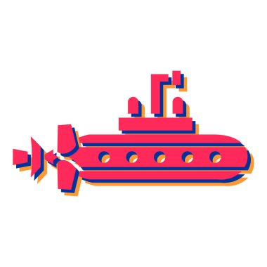 Denizaltı ikonu. Web için oyuncak vektör simgelerinin düz çizimi