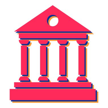 Banka binası ikonu. Web tasarımı için adliye vektör simgelerinin düz çizimi