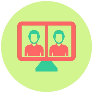 Çevrimiçi konferans. Web simgesi basit illüstrasyon