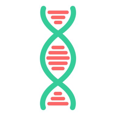 DNA ipliği vektör simgesi. biçim iki renkli düz sembol, mavi ve beyaz renkler, yuvarlak açılar, yeşil