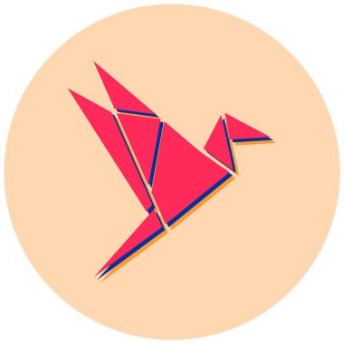 Origami kuş simgesi. Ağ için uçurtma vektör simgelerinin basit çizimi