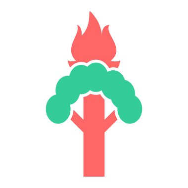 Ateş simgesindeki bir ağacın vektör illüstrasyonu