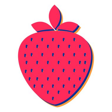 Çilekli meyve ikonu. web tasarımı için kırmızı çilek vektör çizimi