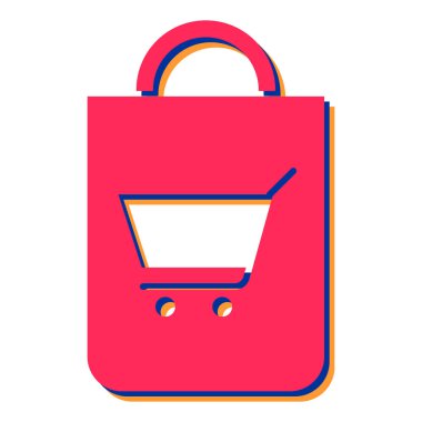 Kırmızı ve beyaz tasarımlı alışveriş arabası, vektör illüstrasyon eps10 grafiği