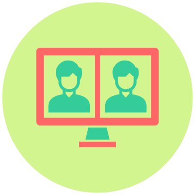 Çevrimiçi Toplantı. Web simgesi basit illüstrasyon