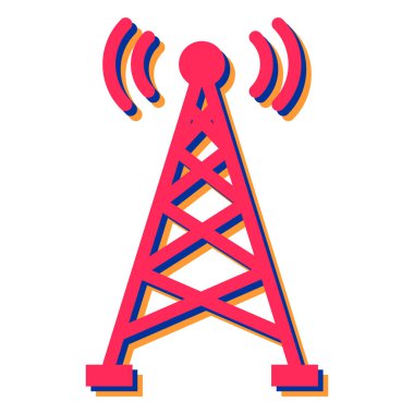 Anten kulesi simgesi. Web tasarımı için kablosuz radyo vektör simgelerinin düz çizimi