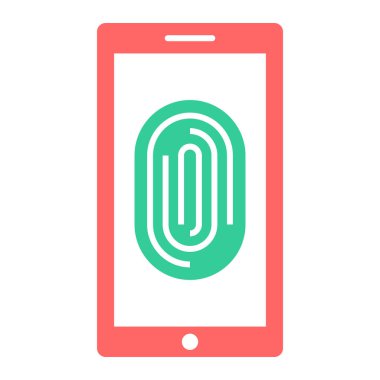 parmak izi simgesi ve vektör illüstrasyonlu cep telefonu