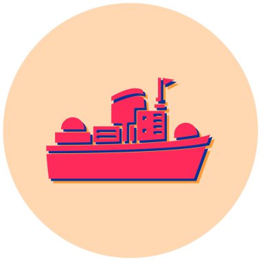 Askeri gemi. Web simgesi basit illüstrasyon