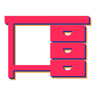 Dolap mobilyası ikonu. çekmece vektörünün düz çizimi ve web için tasarım ögeleri