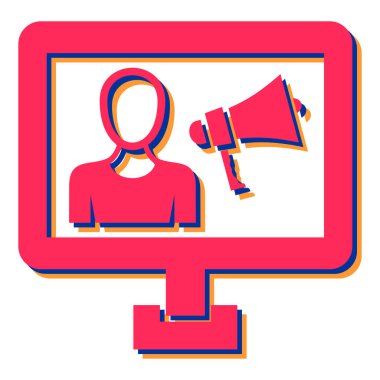 Konuşma baloncuklu megafon, vektör illüstrasyonu