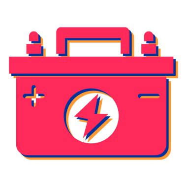 Araba aküsü simgesi. Web tasarımı için basit elektrik dolgu vektör simgeleri çizimi