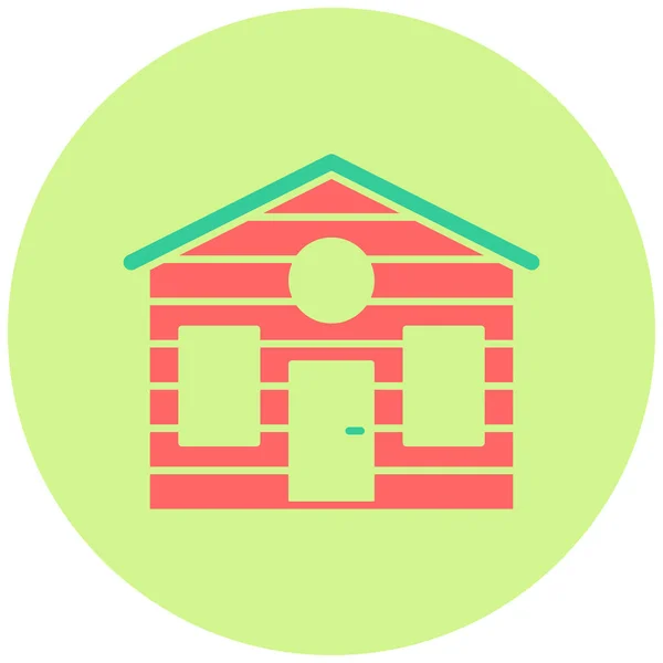 Ξύλινο Σπίτι Web Εικονίδιο Απλή Απεικόνιση — Διανυσματικό Αρχείο
