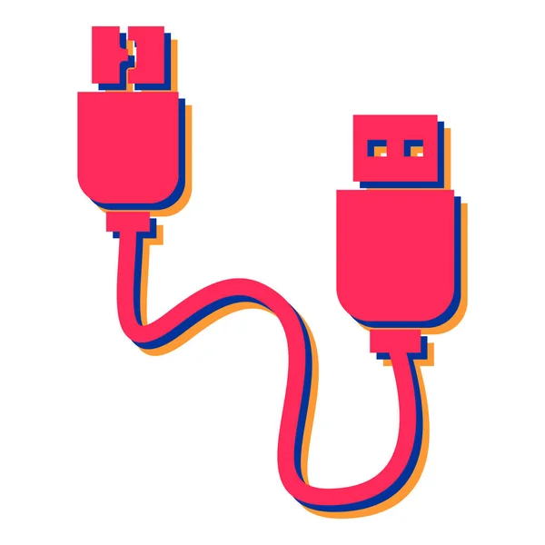 Cabo Usb Ícone Plano Vetor Ilustração — Vetor de Stock