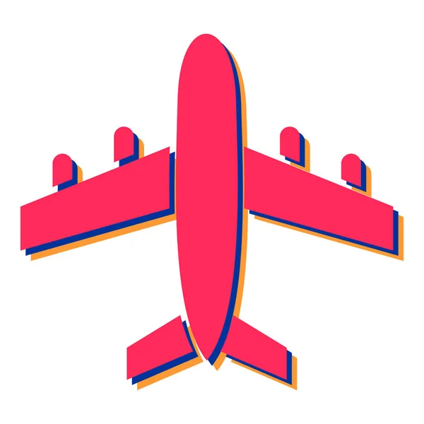 Icono Avión Estilo Dibujos Animados Aislado Ilustración Vector Fondo Blanco — Vector de stock