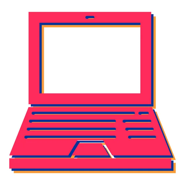 Laptop Computer Red Black Icon Vector Illustration — Stockvektor