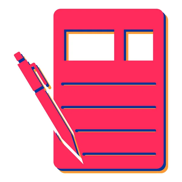 Vector Illustration Book Red Pen — Stock vektor