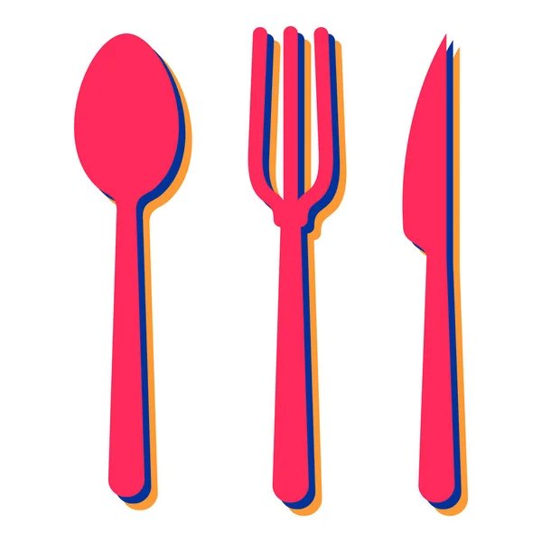 Knife Fork Spoon Icon Flat Illustration Cutlery Vector Icons Web — Stock Vector