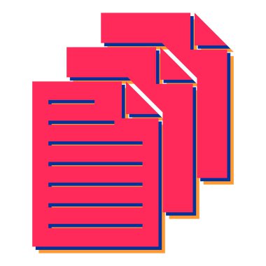 dosya belgesi simgesi. Web tasarımı için bir yığın kağıt etiketinin izometrik vektör simgeleri