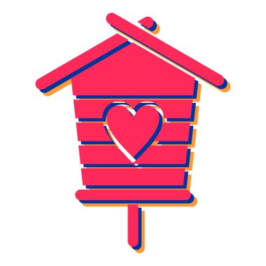 kırmızı kalpli ev ve aşk sembolü çizim tasarımı