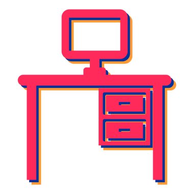 Mobilyalı ofis masası ve masa vektör çizimi tasarımı