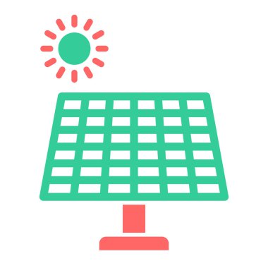 Güneş enerjisi simge vektörü. Ana hatlı eko güç işareti. izole edilmiş sınır sembolü çizimi