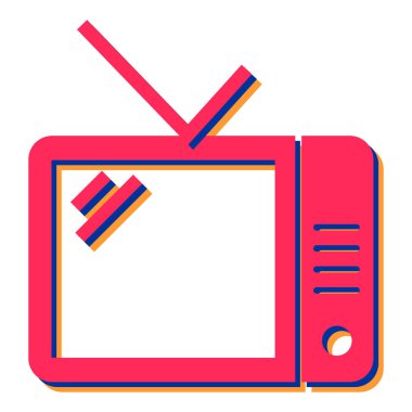 Retro televizyon ikonu. Web tasarımı için radyo vektör sembolünün düz çizimi