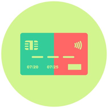 Kredi kartı düz simgesi, vektör illüstrasyonu 