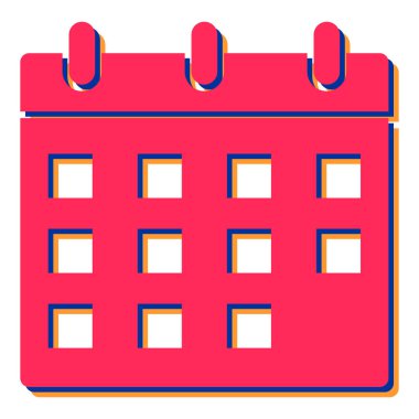 Takvim simgesi. Web tasarımı için kırmızı vektör simgelerinin basit çizimi