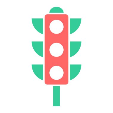 Trafik ışığı düz simgesi, vektör illüstrasyonu