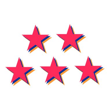 Yıldız simgesi. Beyaz arkaplanda izole edilmiş yıldız vektör simgelerinin düz çizimi