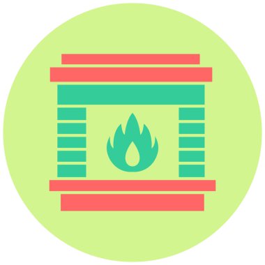 Şömine. Web simgesi basit illüstrasyon