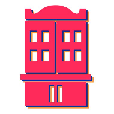 Ev binası ikonu. Şehrin mimari vektör sembolü stok illüstrasyonunun izometriği. beyaz arkaplanda izole