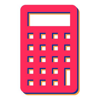 Hesap makinesi simgesi. Web için kırmızı vektör simgelerinin düz çizimi