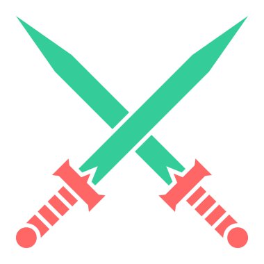 çapraz kılıç simgesi, vektör illüstrasyonu basit tasarım 