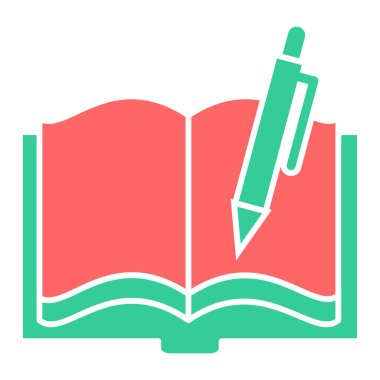 Kitap ve kalem simgesinin vektör illüstrasyonu