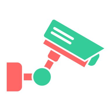 Güvenlik kamerası ikon vektörü. Düz çizim. 10 saniye.