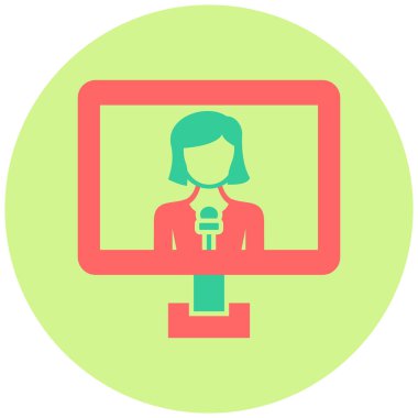 Haber Sunucusu simgesi, vektör illüstrasyonu