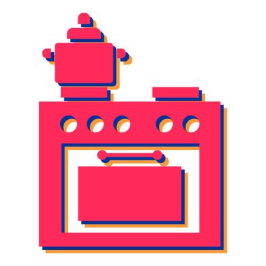 Mutfak sobası ve ateş ve gaz vektör çizimi