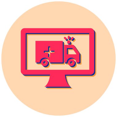 Ambulans. Web simgesi basit illüstrasyon
