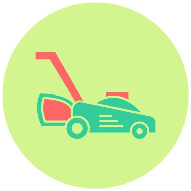 Çim biçme makinesi simgesi beyaz arka plan üzerinde