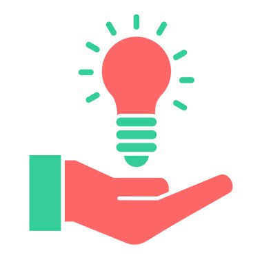 Düz simgeli el ele tutuşan ampul