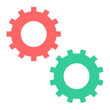 Vites simgesi. Web için çark vektör simgelerinin düz çizimi