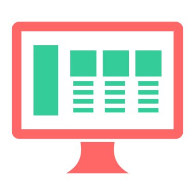 Bilgisayar monitörü simgesi. vektör illüstrasyonu