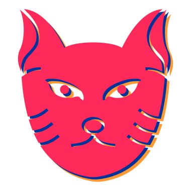 kırmızı gözlü kedi yüzü, vektör çizimi